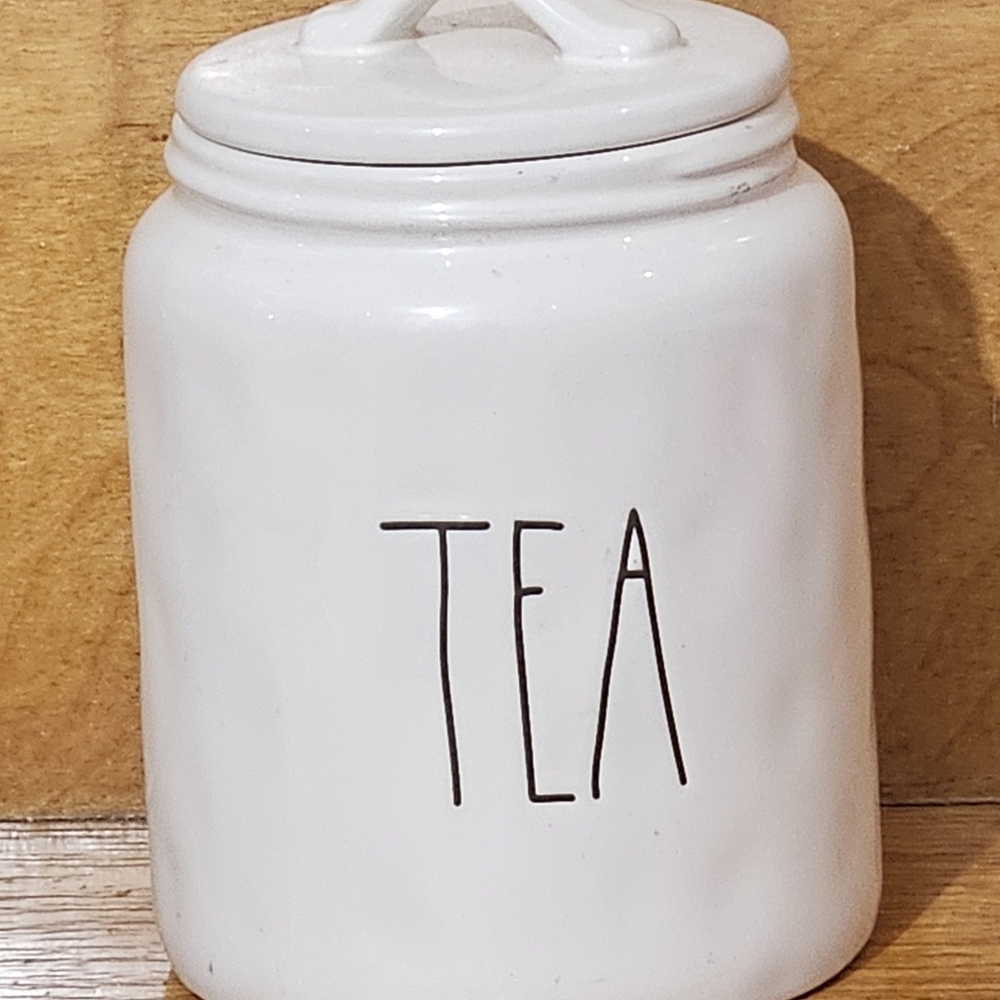 Rae Dunn White Ceramic Tea Canister
